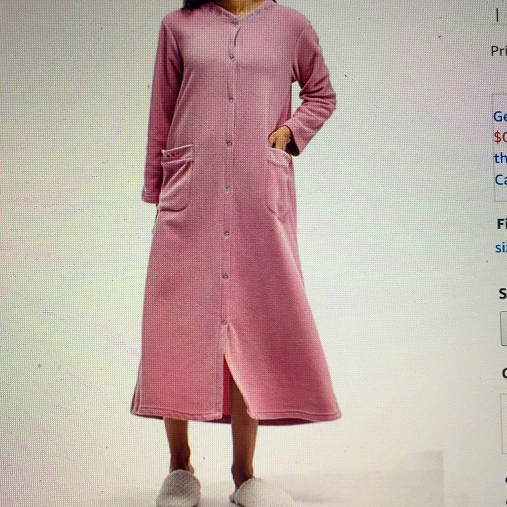 Mauve Snap Front Robe, Size Large